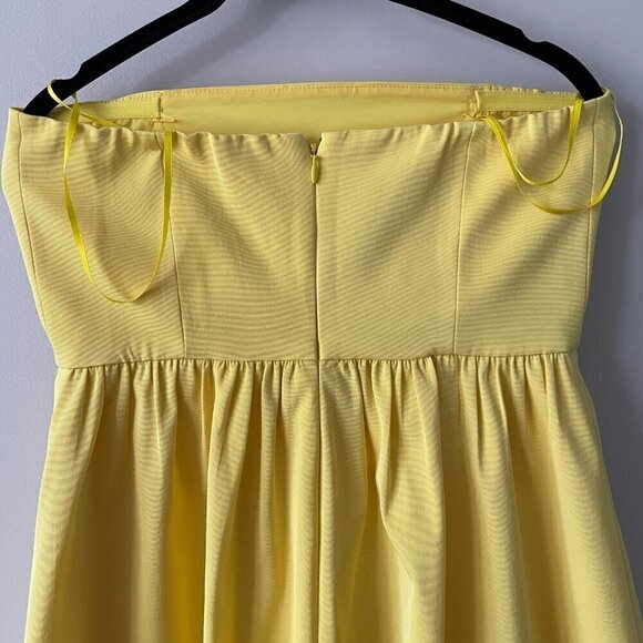 J. Crew Pleated Lined Back Zip Closure Casual Strapless Mini Dress Yellow 2 - Picture 4 of 9